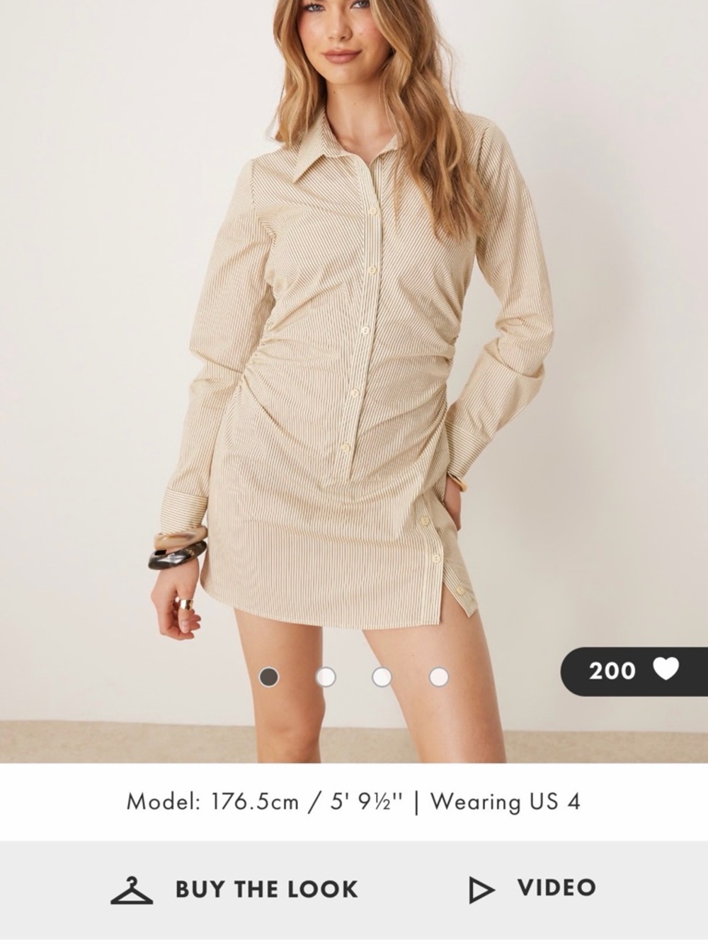 ASOS Beige Striped Mini Shirt Dress